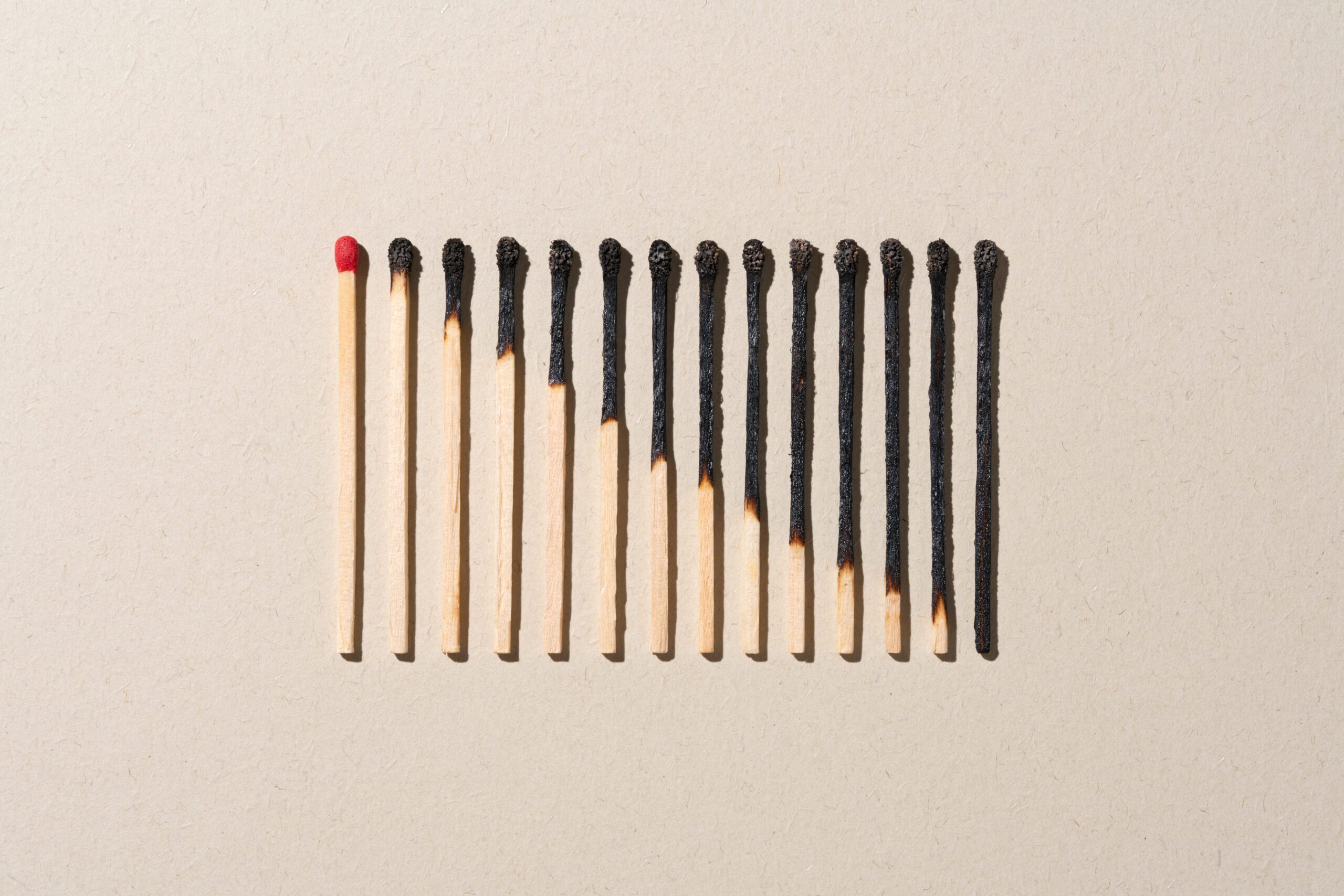 Match that shows more burnt toward the end.